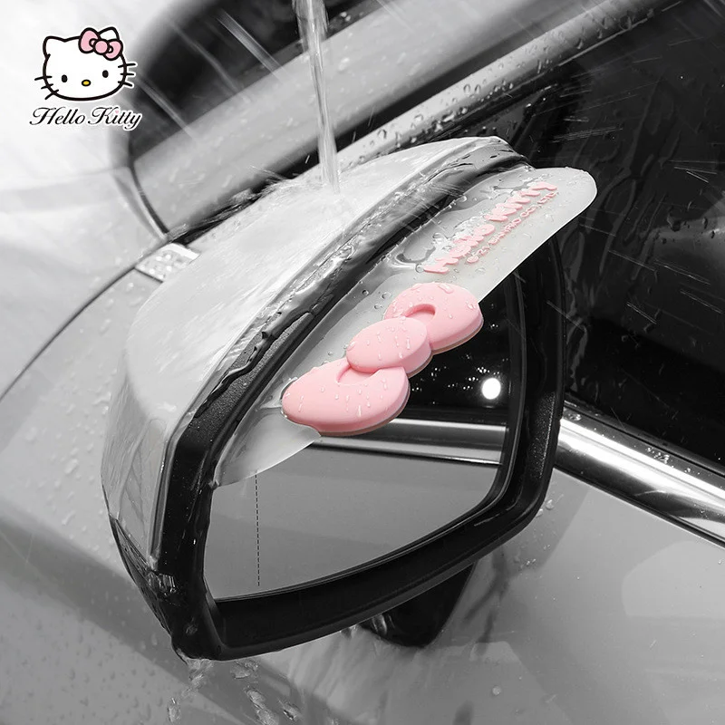 Hello Kitty Car Rearview Mirror Rain Block Cartoon Cute Rain Shield Mirror Rainproof Rain Shield Silica Gel 18.5Cm Prevent Rain