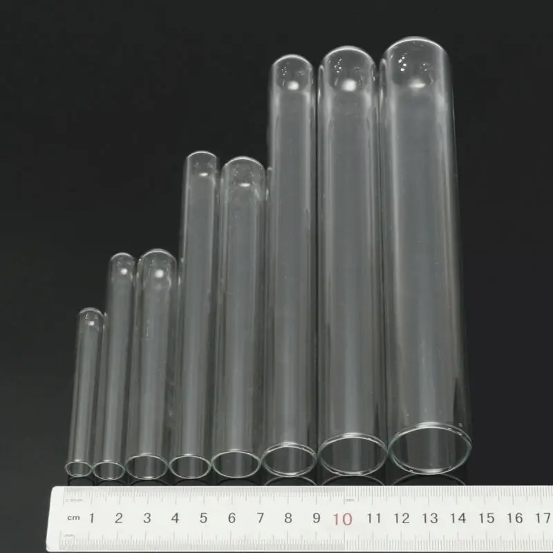 

5pcs Glass Test Tube Flat Mouth Borosilicate Glass High Temperature Resistance Laboratory Chemistry Equipment
