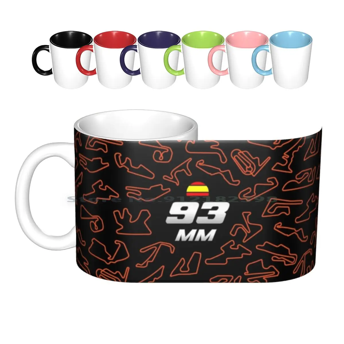 

93 Tracks Pattern-Black And Blue Ceramic Mugs Coffee Cups Milk Tea Mug Spain Circuits Motorbike Motorycle Gp Track Circuit Race