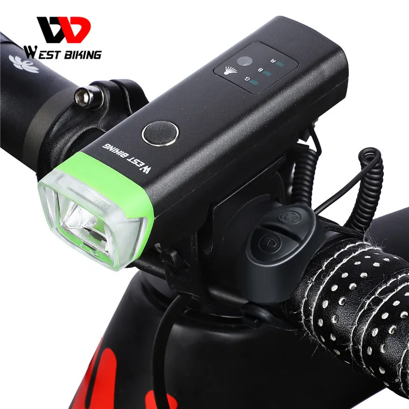 

WEST BIKING Bicycle Flashlight Waterproof USB Recharge LED Cycling Front Light MTB Road With Horn Bike Light Bicycle Accessories