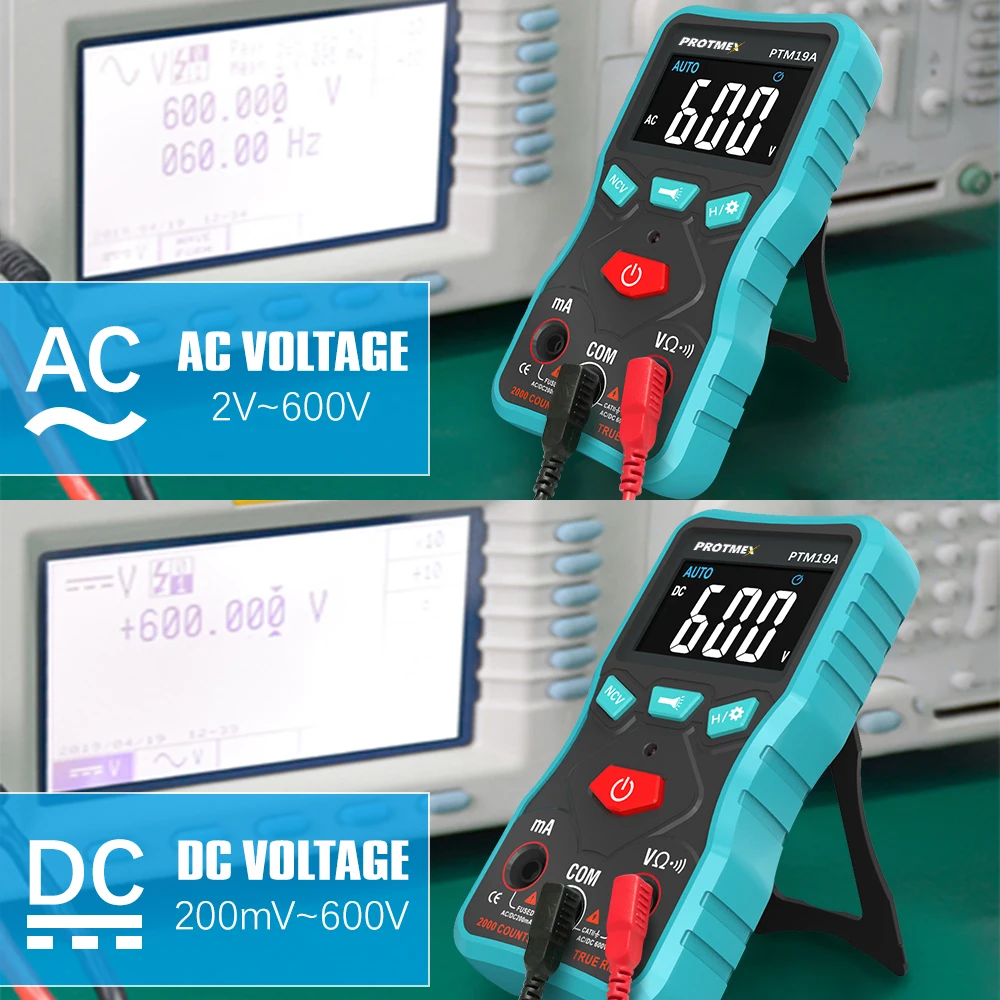 NCV ЖК-цифровой мультиметр 2000 отсчетов Авто Диапазон AC/DC напряжение умный мультиметр с измерением емкости небольшой легко носить с собой