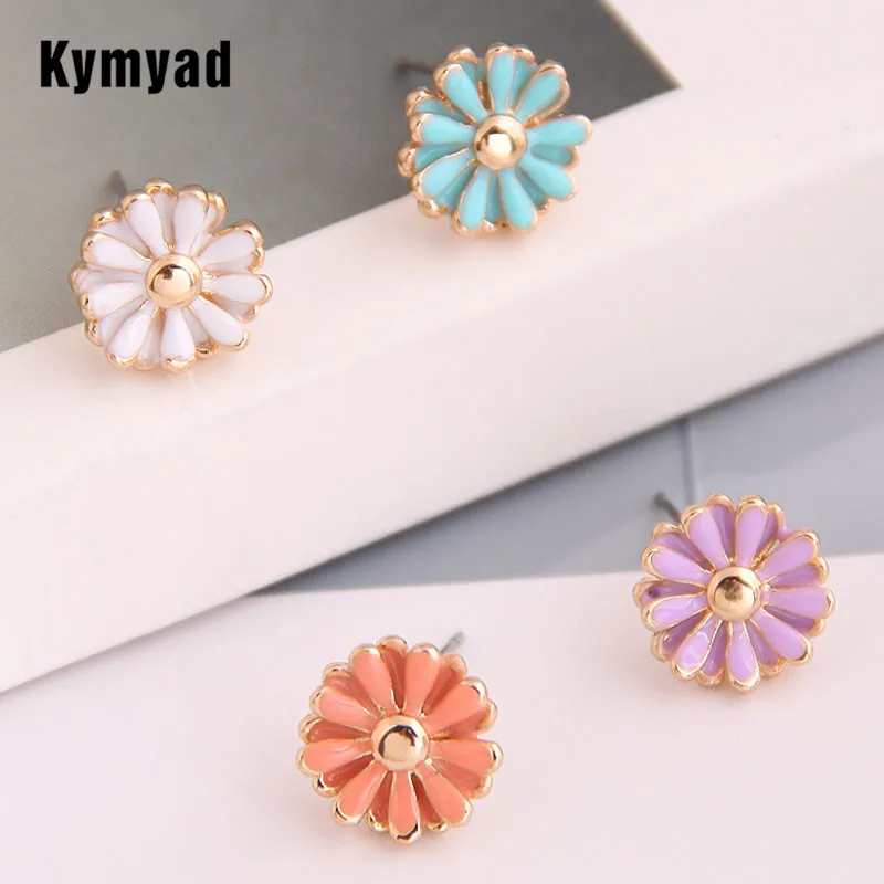

Kymyad (2pairs/set) Gold Color Stud Earrings For Women Enamel Flower Jewelry Earrings Sets Statement Earings Fashion Jewelry