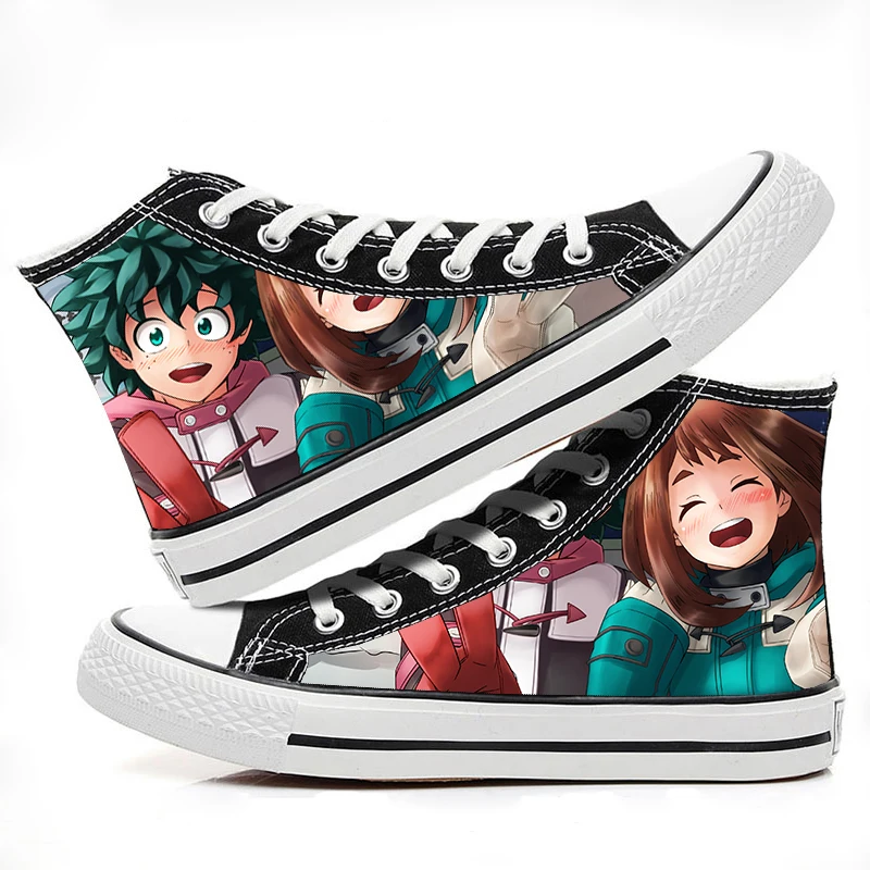 

Anime Bakugou Katsuki Print Canvas Shoes My Hero Academia Midoriya Izuku High Top Canvas Sneakers Casual Shoes