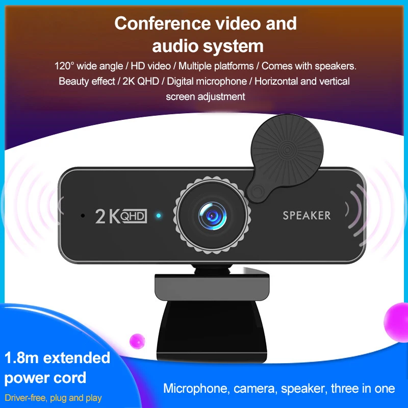 

HD 4MP USB веб-камера для конференц-связи с зажимом для ПК потоковая передача компьютера с микрофоном и динамиком видео чат онлайн веб-камера он...