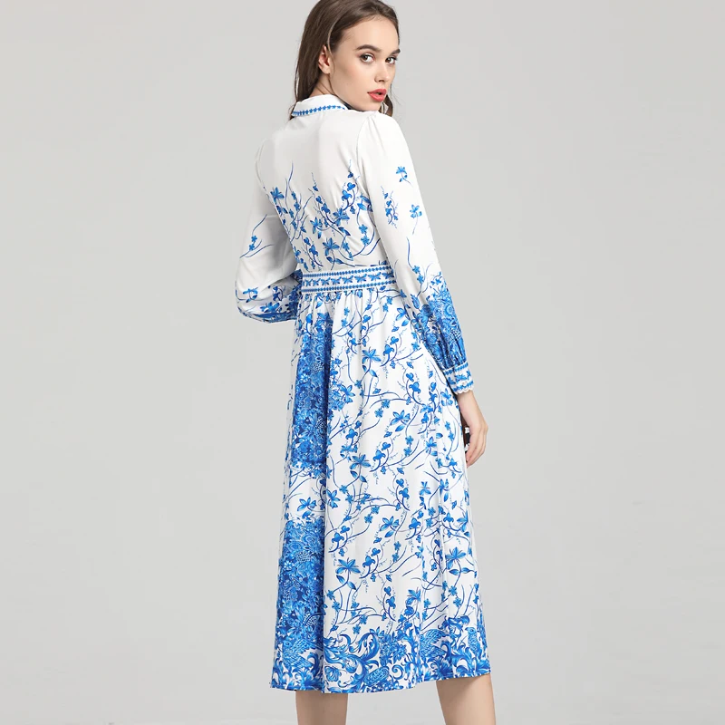 

2021 SPRING FLORAL PRINT SEQUIN LONG SLEEVE BELTED DRESS
