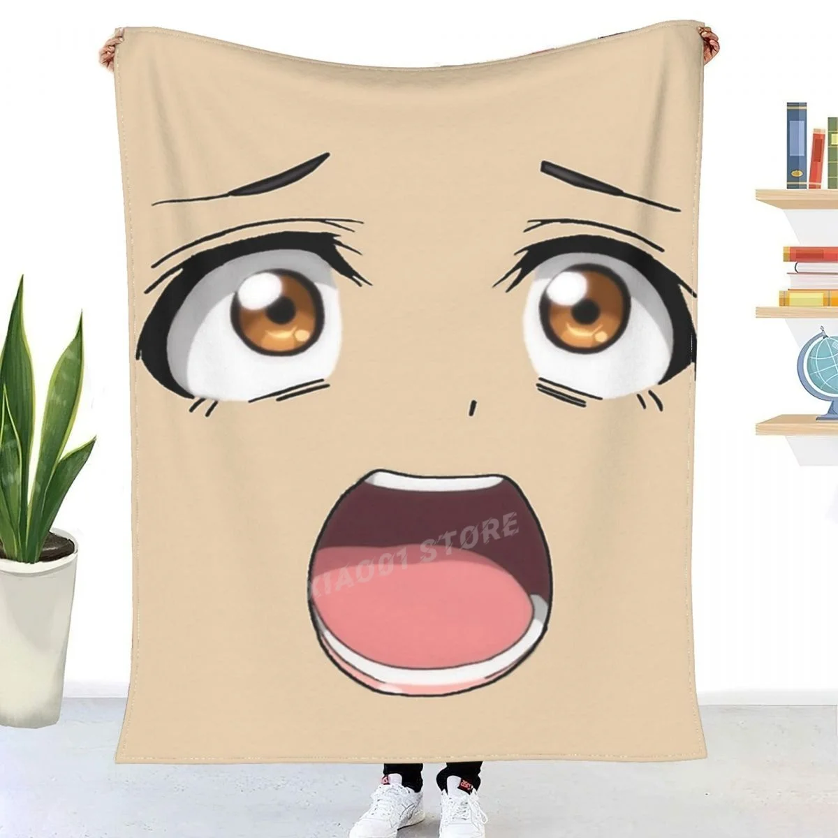 Ahegao Face Throw Blanket Sherpa Blanket Bedding soft Blankets