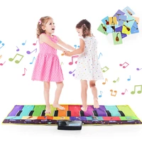 colorful musical floor piano mat for kids toddlers keyboard with 8 instrument sounds 14 flash cards study educational toys gift