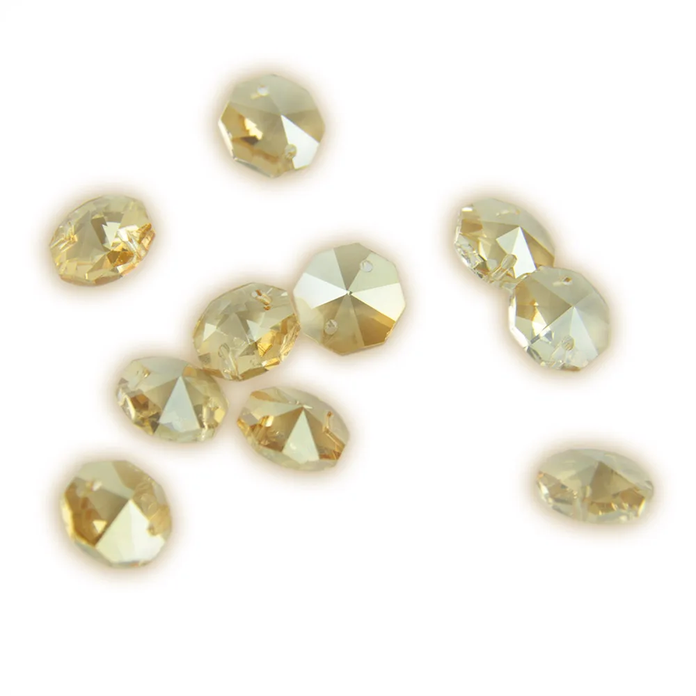 100 шт./лот 14 мм 2 отверстия шампанского хрустальная люстра части Восьмиугольные