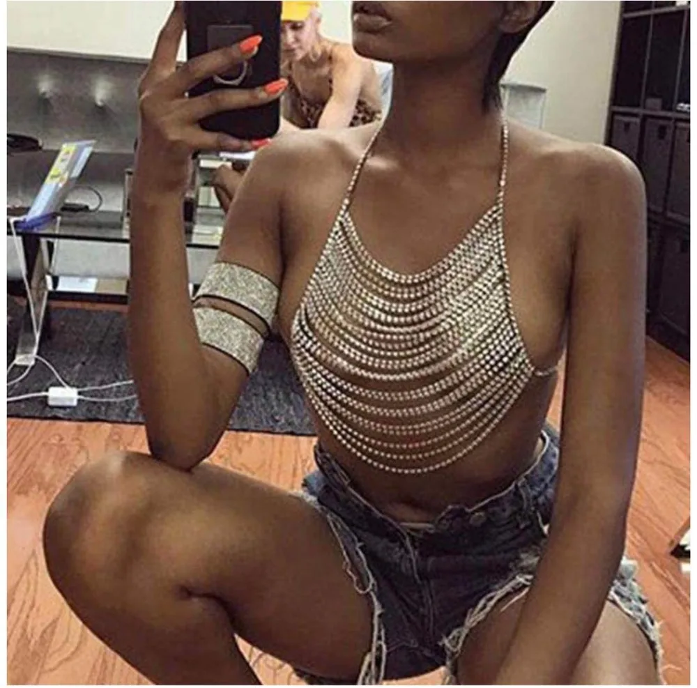 

Women's sexy Rhinestone body jewelry shining all Rhinestone tassel crystal dance body jewelry accessories Beach Bikini Body Jewe