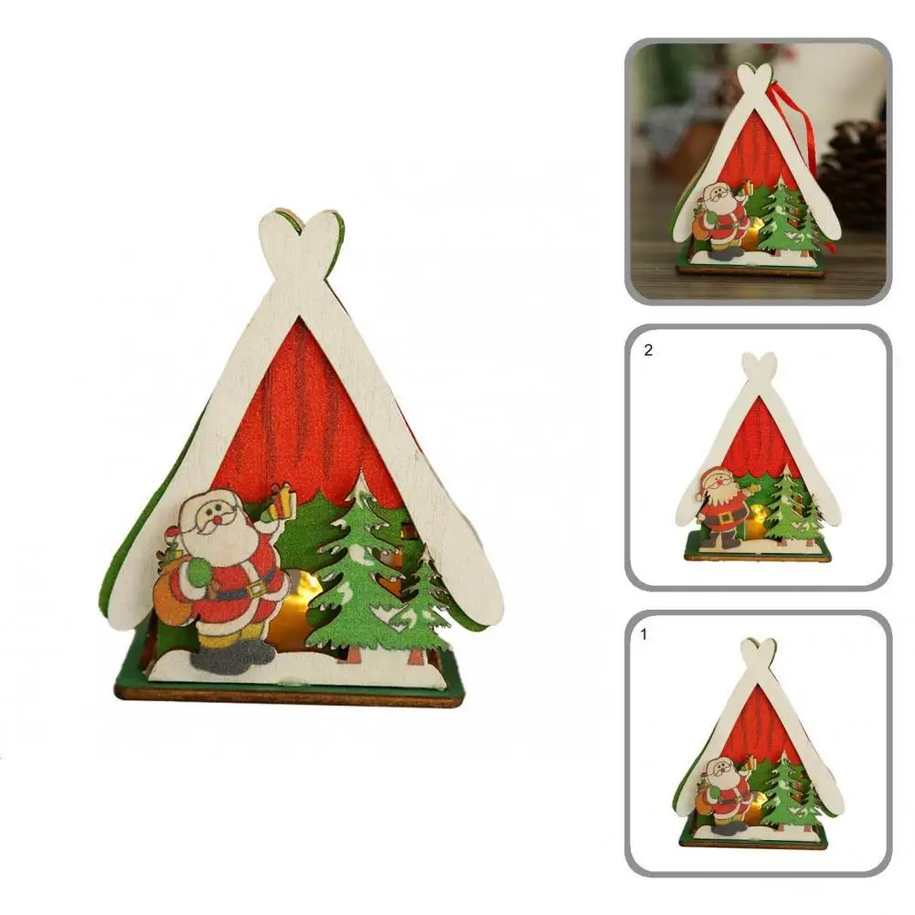 

Cute Hanging Cabin Decorative Reusable Christmas Tree Cabin LED Light Hanging Pendant Cabin Model