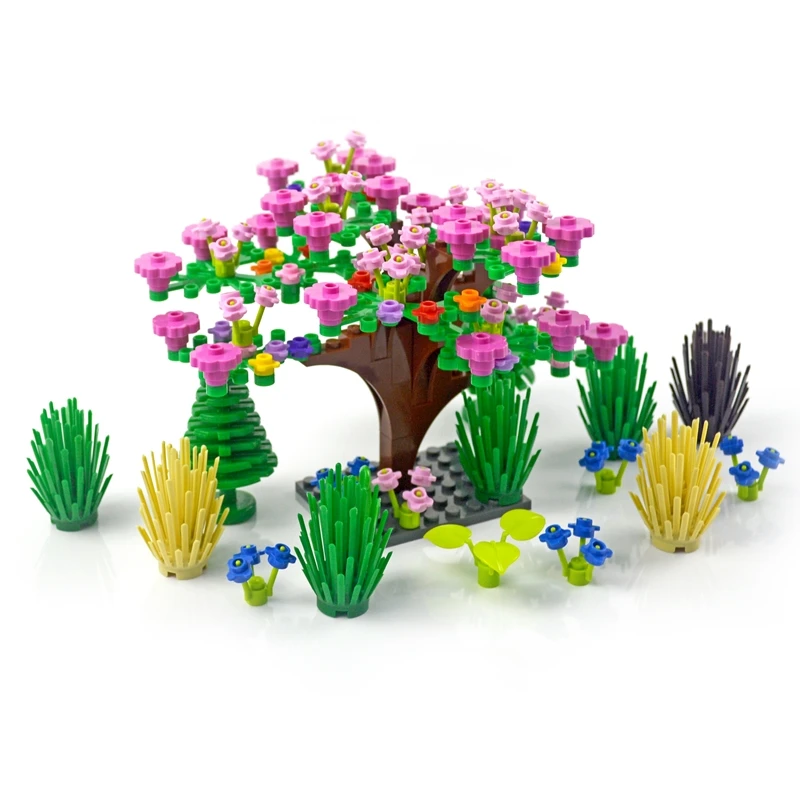 Строительные блоки MOC растение трава цветок город улица вид сад DIY аксессуары