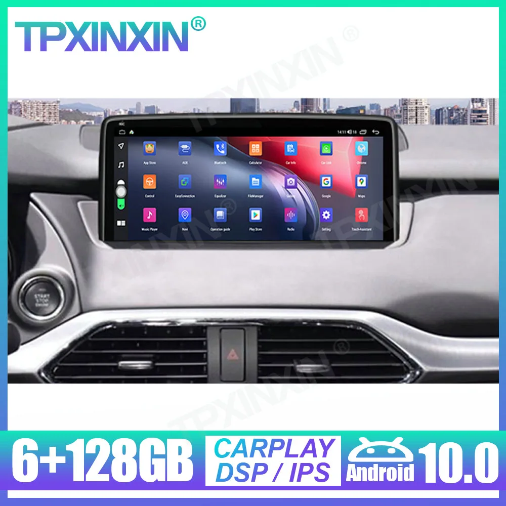 

10,25 "Android 10 6 + 128G Carplay для Mazda CX-9 2016-2021, Автомобильная GPS-навигация, автомобильное радио, мультимедийный плеер, головное устройство, магнитофон