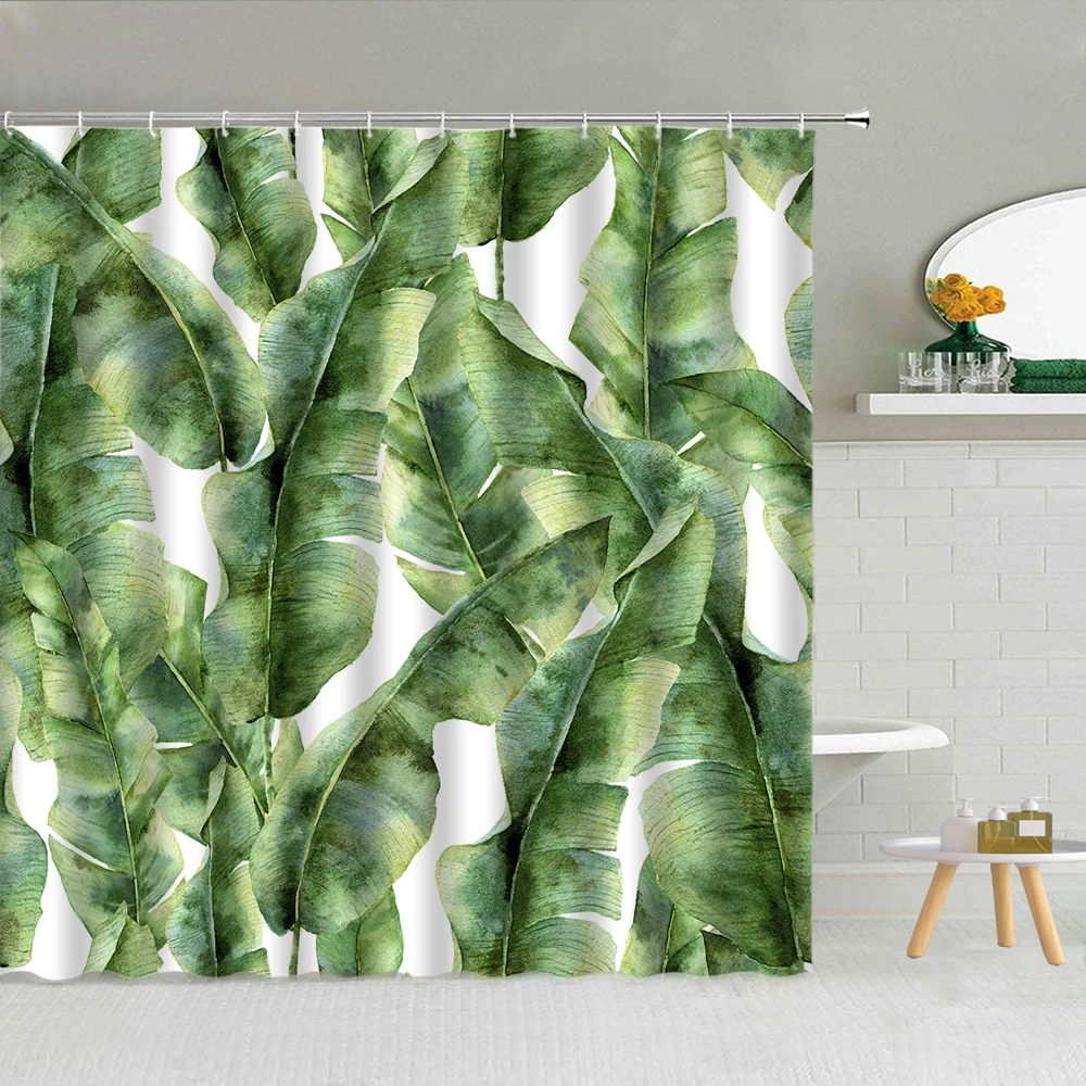 Тропические растения зеленые листья занавеска для душа ананас цветок пальма