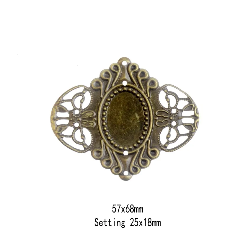 Бесплатная доставка 3 шт. античная бронза филигранная рамка камеи Настройки