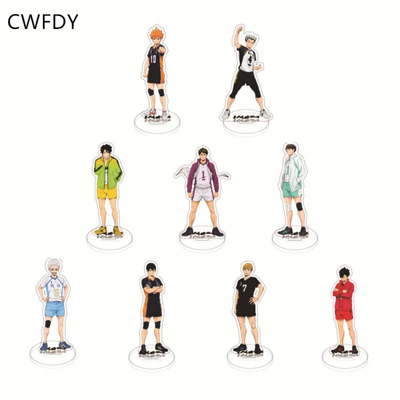 

Woman Men Keychain Anime Haikyuu!! Acrylic Desk Stand Figures Models Volleyball Teenagers Figures Plate Holder Xmas Gifts 15cm