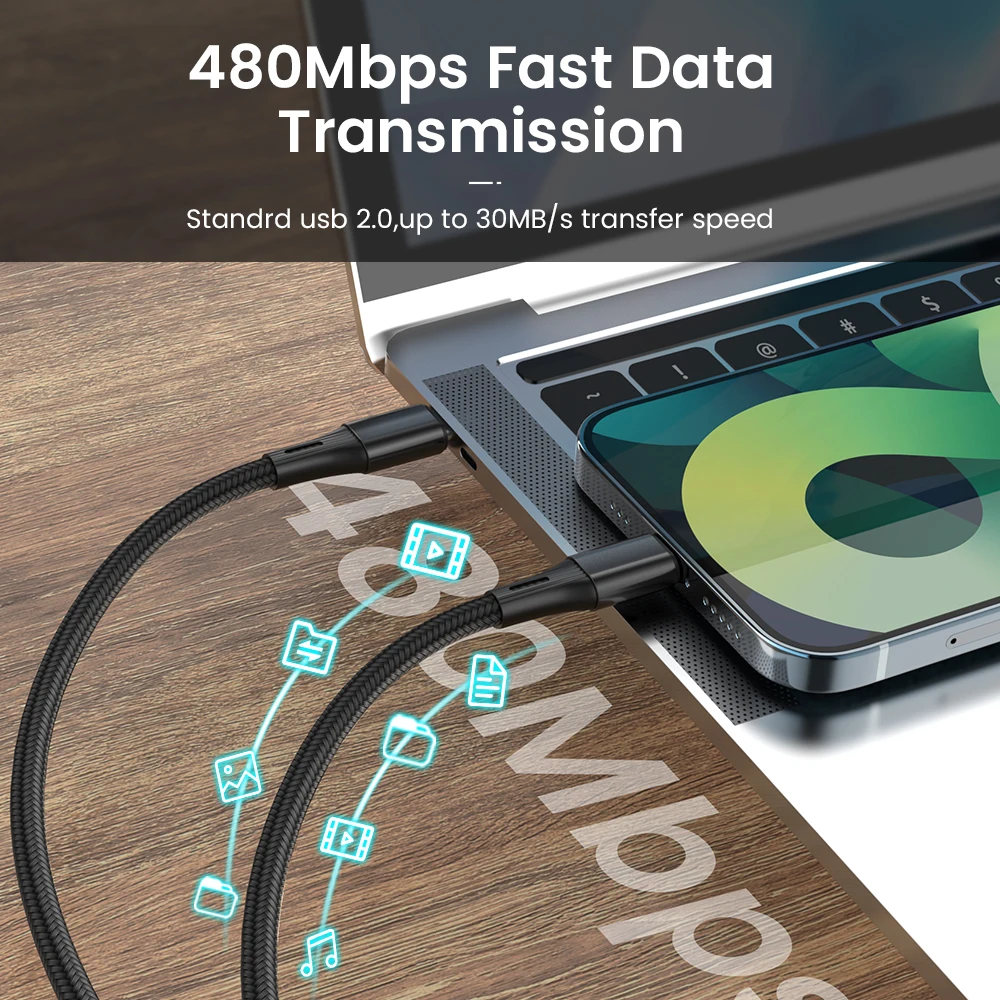 PD 20 Вт Кабель для быстрой зарядки iPhone 12 11 Pro Max USB C локоть кабель передачи данных 3A