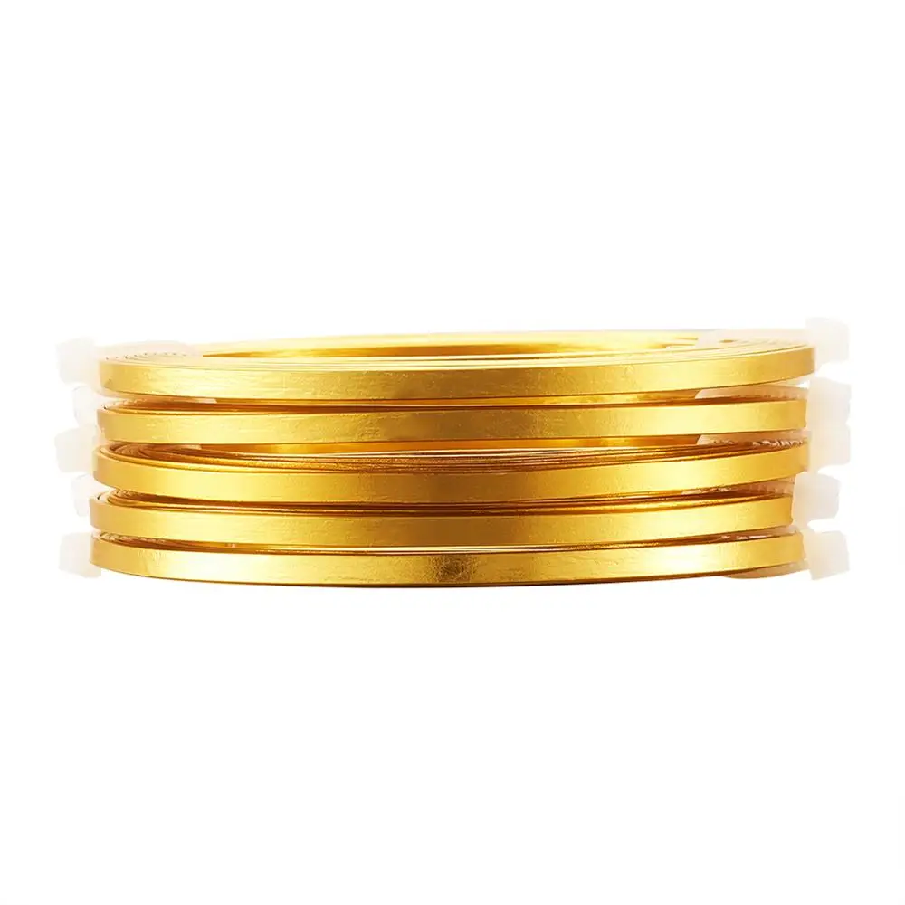

3mm 5mm Goldenrod Flat Aluminum Wire Craft Meatl Wire for Needlework DIY Necklace Bracelet Earring Jewelry Finding Making 5 Roll