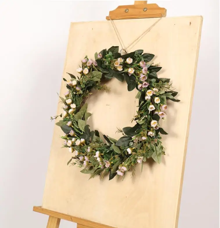 

Венок из искусственных цветов на День святого Валентина, гирлянда с зелеными листьями для входной двери