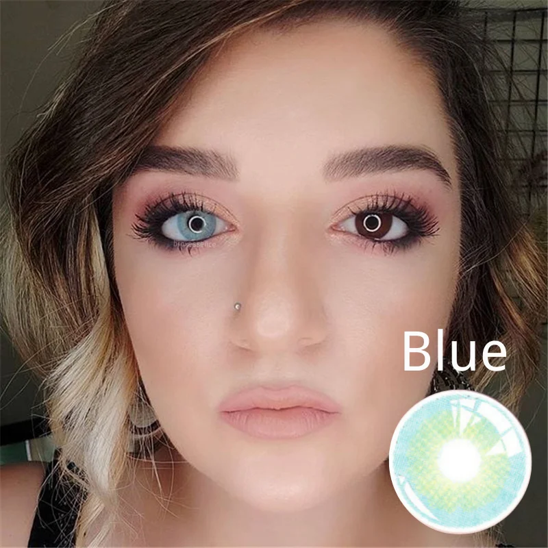 bio essence 1pair colored contact lenses dioptric comfortable soft lens color eyes natural blue lenses with prescription diopter free global shipping
