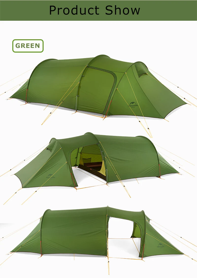 Naturehike Открытый Семейный кемпинговый тент Сверхлегкий Opalus туннель непромокаемый тент большое пространство 3 человека кемпинговая палатка NH17L001-L