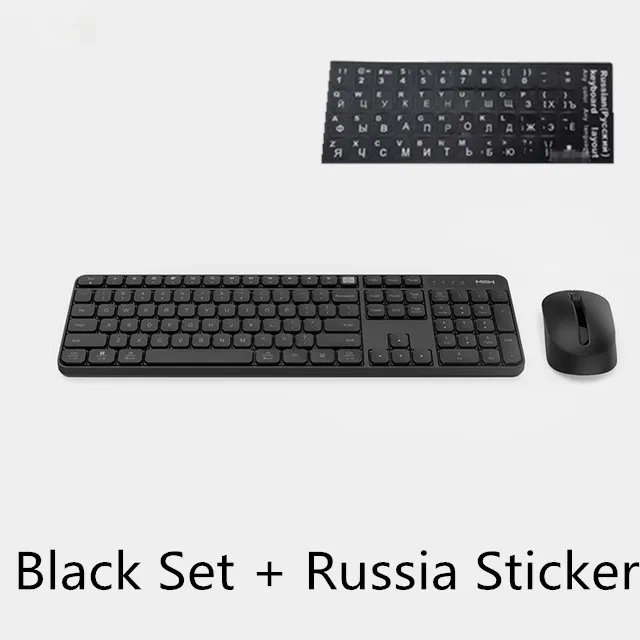 B add Russian Sticke Xiaomi MIIIW беспроводной комплект офисной клавиатуры и мыши 104 клавиш 2,4 ГГц Windows PC MAC совместимая Портативная USB клавиатура - Цвет: B add Russian Sticke