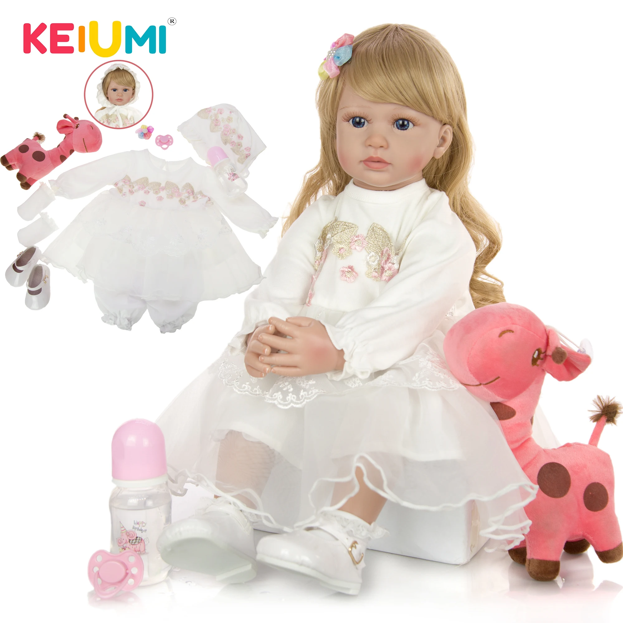 KEIUMI элегантные Reborn для маленьких девочек куклы 60 см по настоящему принцесса