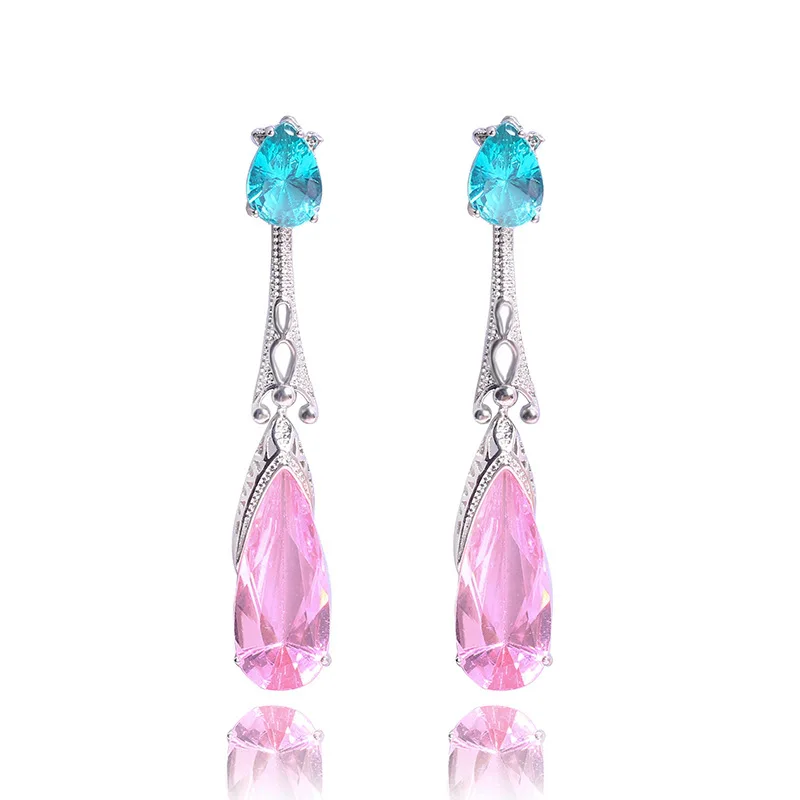 Женские серьги гвоздики класса ААА с фианитом свадебное украшение серебряного