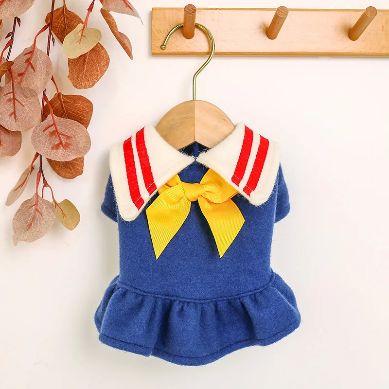 Платья для собак осень и зима новинка теплая одежда красивой девушки шерстяные