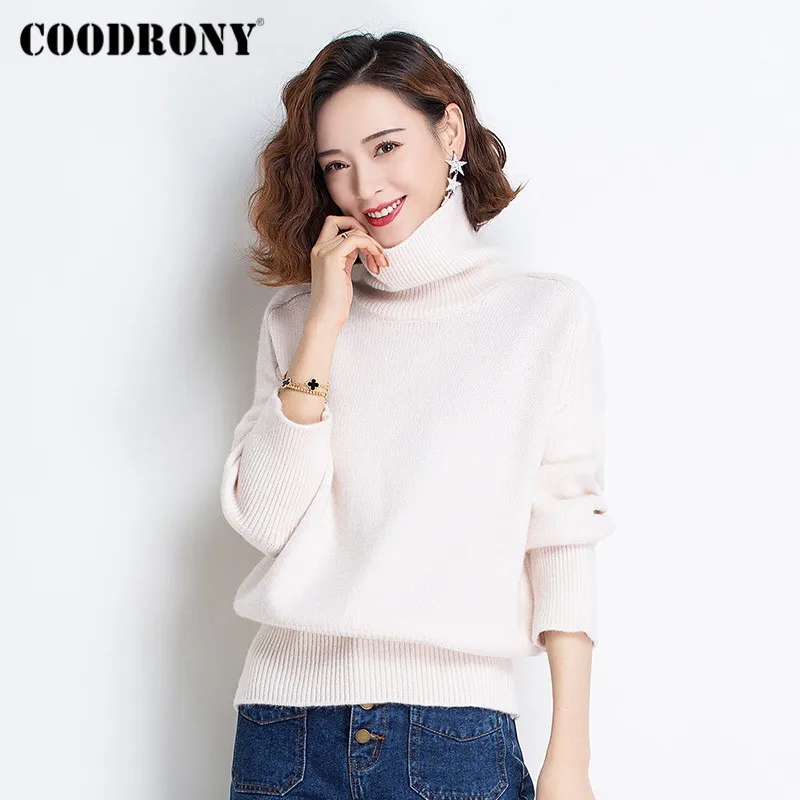 

COODRONY Brand Streetwear Fashion Knitted Solid Color Female Jumpers New Winter Casual Women Turtleneck Slim Sweaters W1217