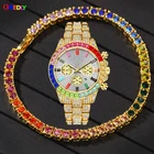 Мужские водонепроницаемые часы со стразами, в стиле хип-хоп