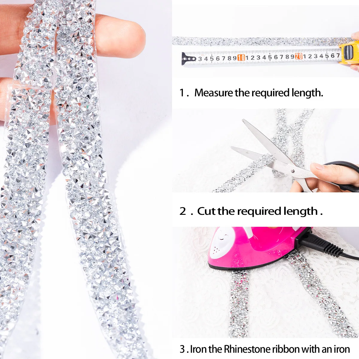 Цепочки для фиксации стразы 80 см декоративная лента AB цветная отделка орнамент