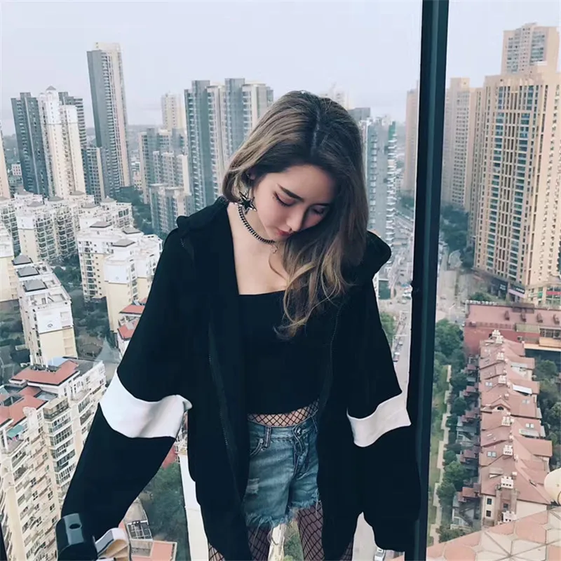 Autumn Unisex Hoodies Women Warm Sweatshirt Casual Long Sleeve Loose Hoodies Outerwear Black