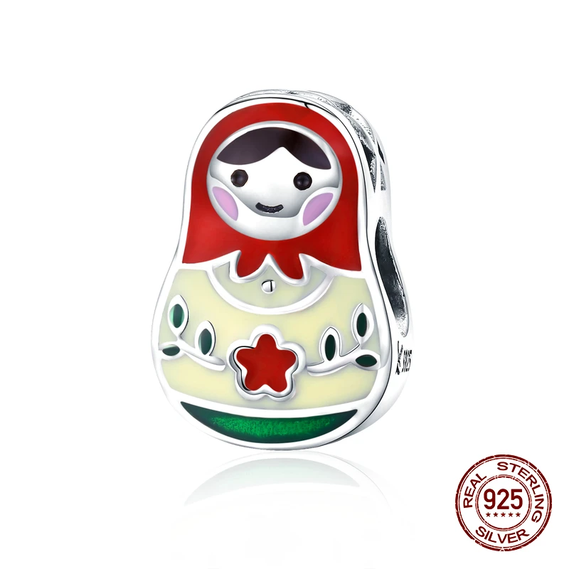 SC10860 Китайский год красный серебряные бусины 925 пробы подвеска талисманы fit Pandora браслет ожерелье ювелирные изделия - Цвет: SC10860