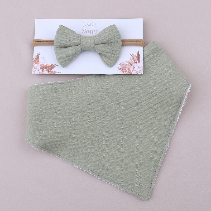 

Princess Bowknot Hair Band Bib Kit Baby Girls Elastic Bow Headband Saliva Towel
