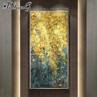 fullcang 5d diy full squareround drill large golden leaf abstract landscape diamond painting mosaic embroidery rhinestone home decor gift fc1859