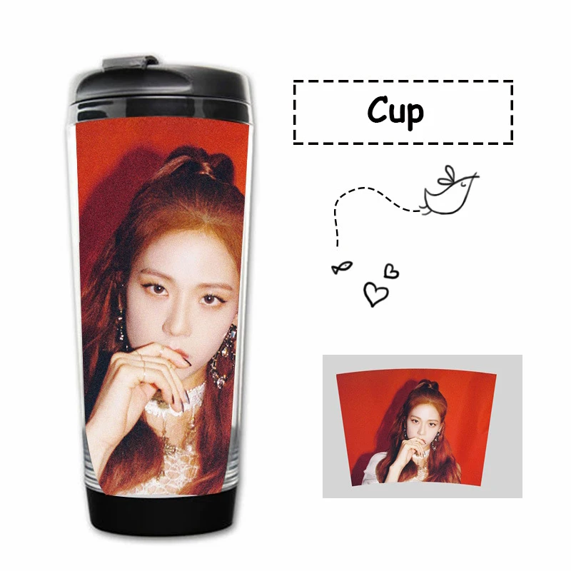 JISOO Kpop BLACKPINK постер водяная чашка BLACKPINK Curve чашка с двойными стенками пластиковая чашка BLACKPINK Fans подарки, Прямая поставка - Цвет: JISOO