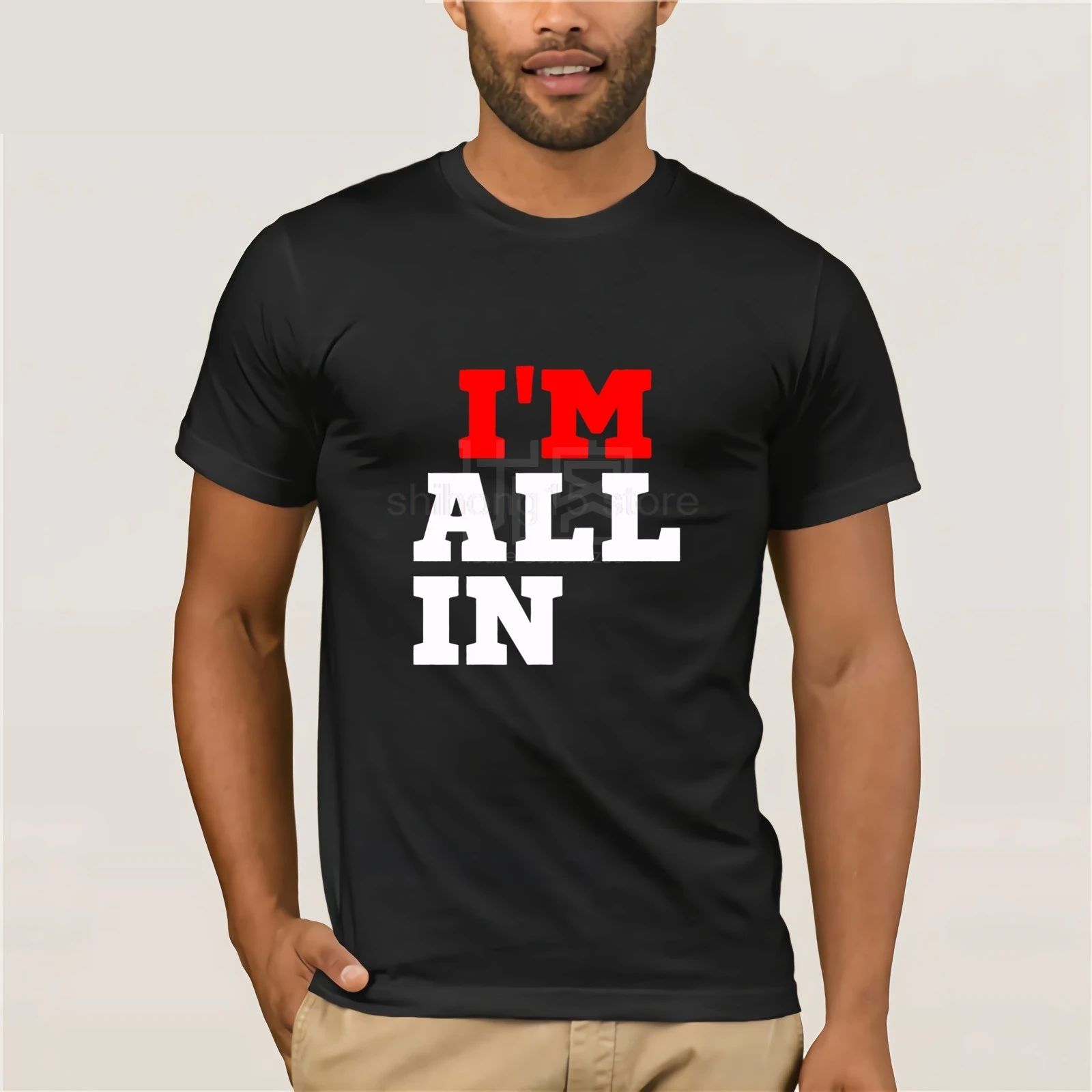Хорошая футболка для парней, популярная футболка с надписью «I'm All In Funny offening Texas Hold Em Poker Cards» в Лас-Вегасе, обтягивающая футболка - Цвет: black