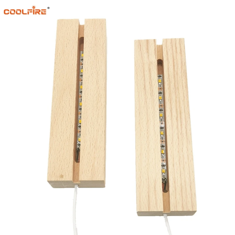 

USB Wood Light Base Rechargeable Led Night Light Table Lamp Base Holder Desk Lamp for Bedroom Living Room Decoration