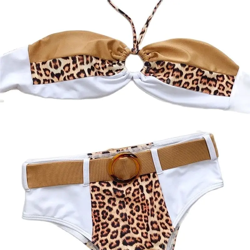 

2021 new bikini hot style neck splice sexy swimsuit beach split body swimsuit women Europe vacation hot sales