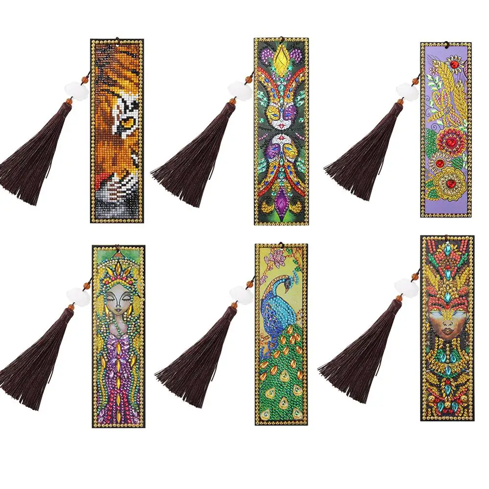 DIY цветок особой формы алмазная живопись кожаная кисточка Закладка подарки