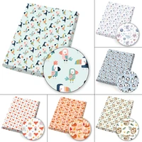 polyester cotton fabric cartoon penguin fox printed cloth sheets diy mask dress supplies handmade mask home textile 45145cm 1pc