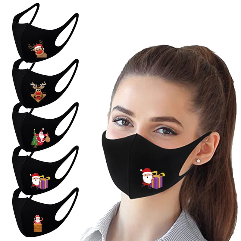 

2021 маска с рождественскими принтами для взрослых, многоразовые разноцветные Тканевые маски для лица, унисекс, нейтральные моющиеся маски, п...