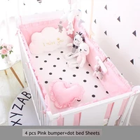 korean style baby grils cot bumper pink dot sweet bed sheet cotton beddings sides in the crib girl bedroom decoration
