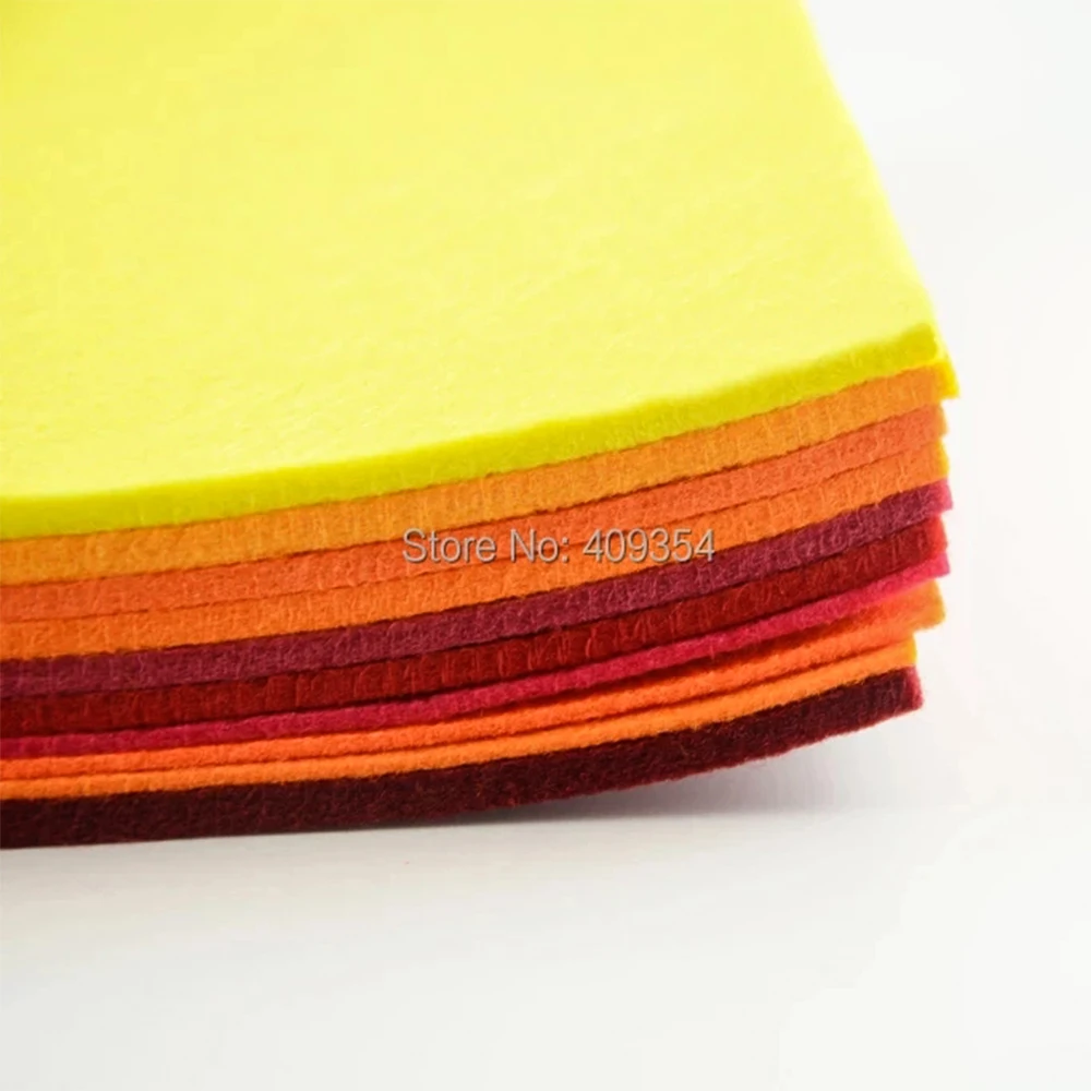 Free Shipping 10 PCS/Lot Yellow Red Series Mixed Polyester Nonwoven Felt Fabric Pack 30CMX30CM Needle-punched DIY Craft Cloth | Дом и сад