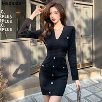 sexy slim dress pullover v neck twist knitted sweater women mini wild long sleeve sweaters spring autumn vestido de mujer casual