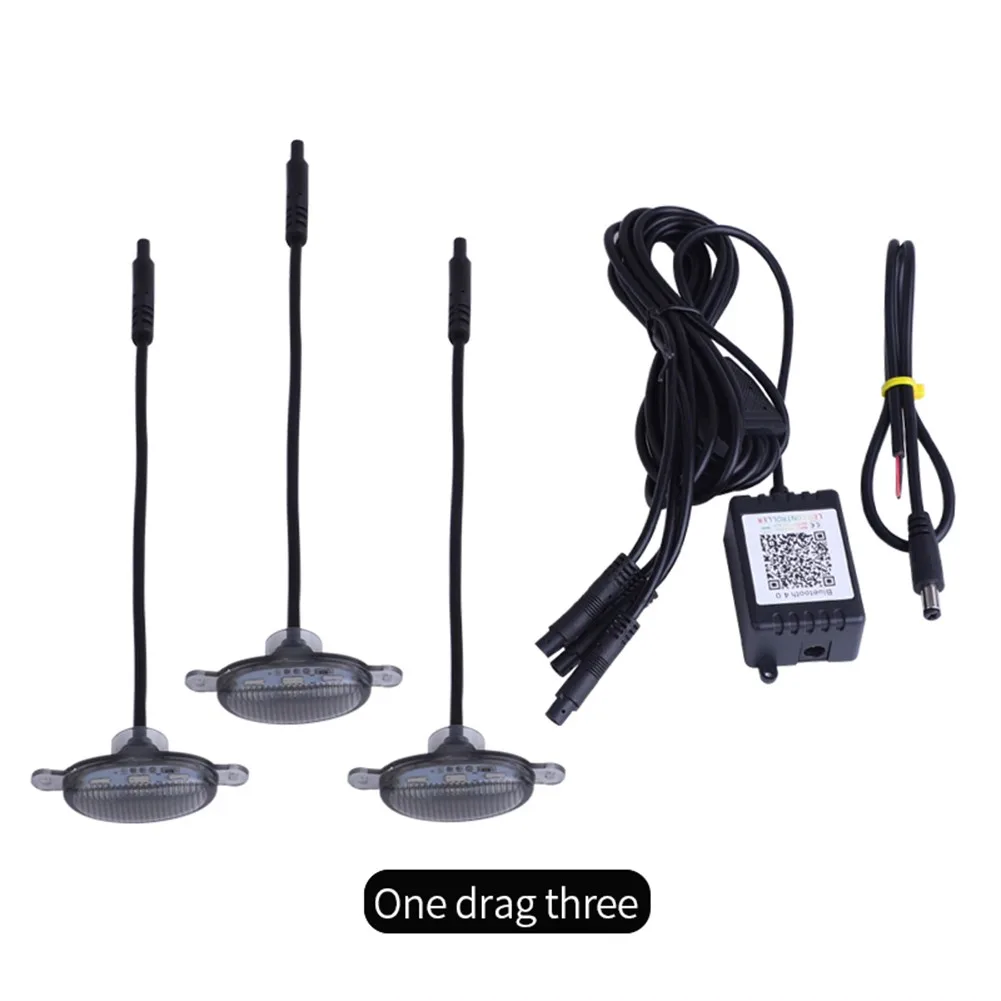 3PCS W/wire Truck APP Control Car Mid-Grid Grille LED Light Raptor Style Grill Trim Colorful Smoked Lights