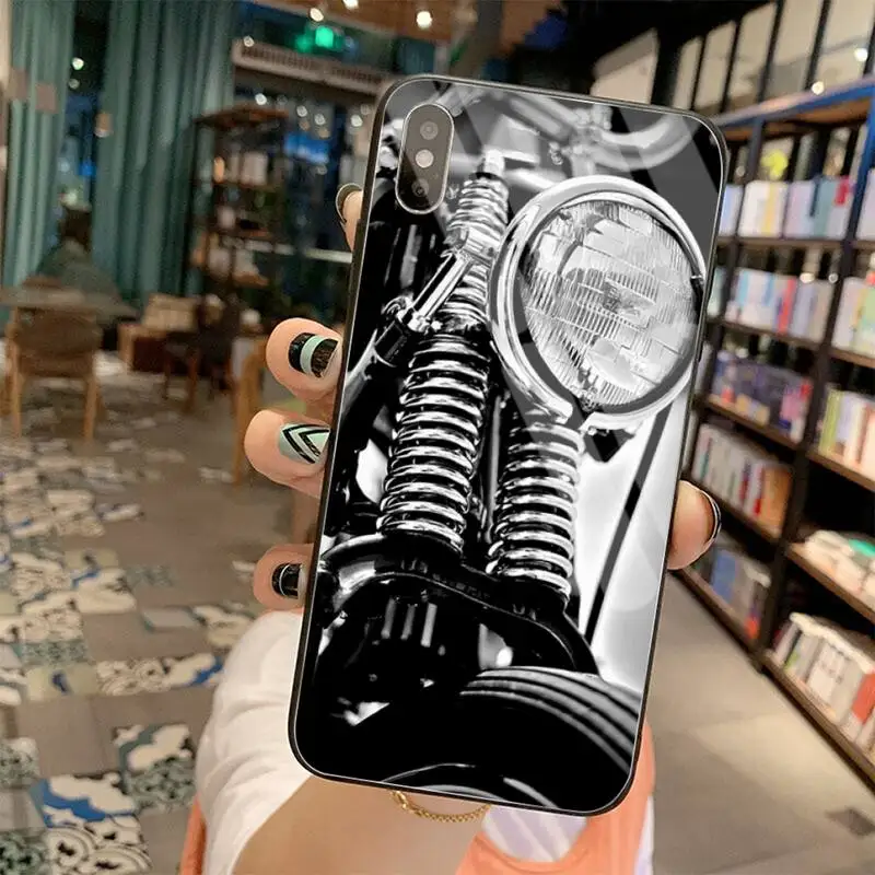 yjzfdyrm hot vintage motorcycle soft phone case capa tempered glass for iphone 11 pro xr xs max 8 x 7 6s 6 plus se 2020 case free global shipping