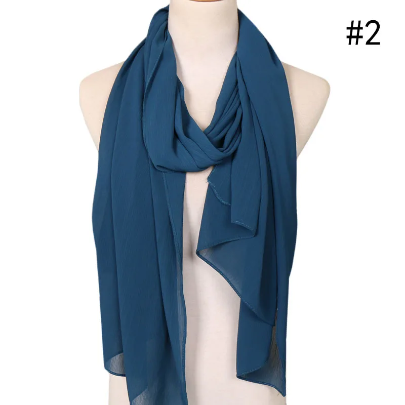 2 25 Colors Women Soft Long Scarf Muslim Hijab Shawl Wrap Chiffon Islamic Turban Headscarf Bandanas Ramadan Large Scarves 180*75cm - Цвет: 2