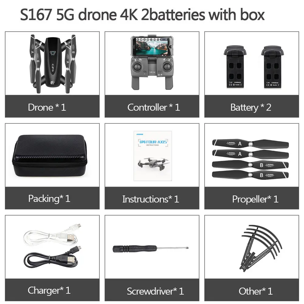 5G 2B With Bag CSJ S167 gps 5G wifi FPV Радиоуправляемый Дрон с камерой 4K Дрон с gps точка полета жеста фотографии видео авто возврат дома RC Квадрокоптер - Цвет: 5G 2B With Bag
