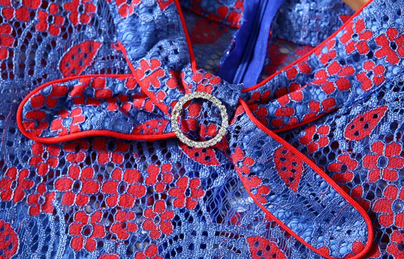 

2021 Runway Sweet Women Lace Dress Autumn High-end Embroidery Long Sleeves High Waist Dress Female Leisure A-word Dress